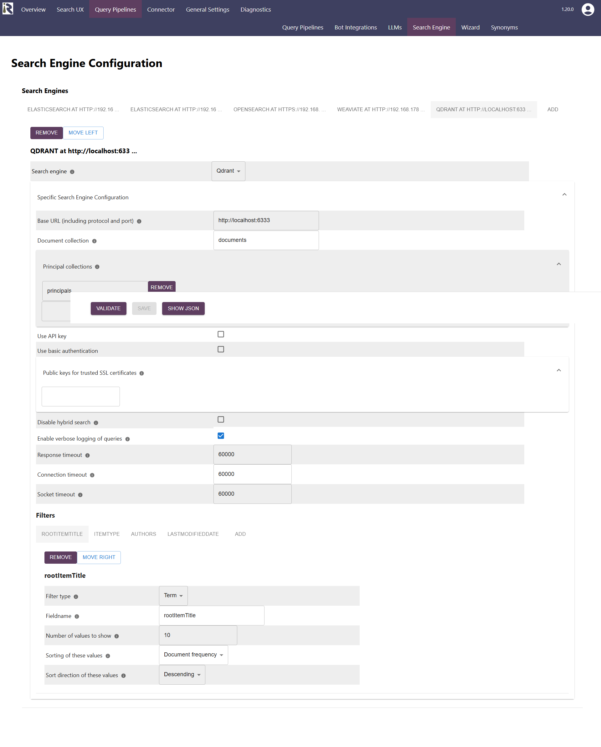 Qdrant Query Configuration Dialog